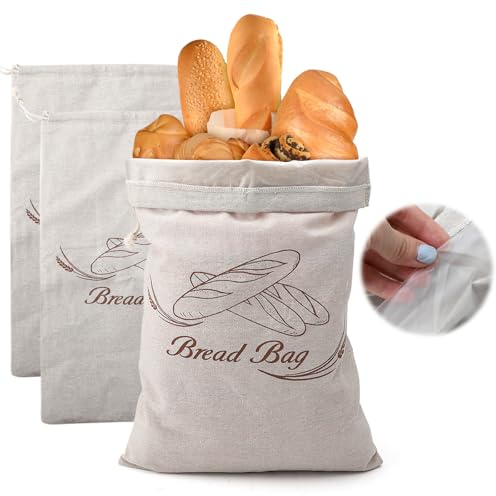 3PCS Sac à Pain Tissu - Boîtes et Huche à Pain - Longue Conservation