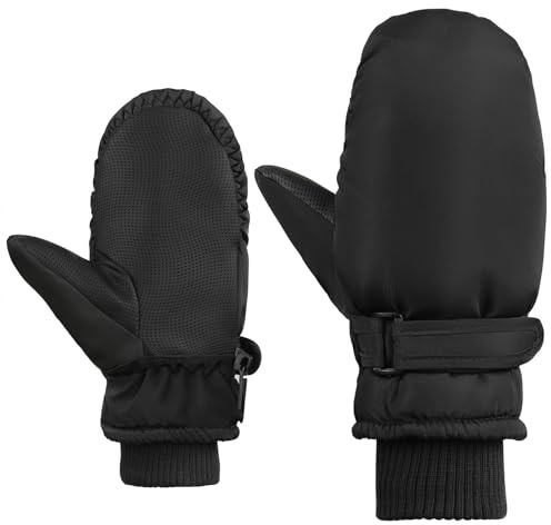 PONCEAU Fäustlinge Kinder Wasserdicht Handschuhe Skihandschuhe schneehandschuhe für 2-10 Jahre Mädchen Jungen Winterhandschuhe PU Palme Winddichte Warm Fleece Skifahren Snowboard Reiten Laufen