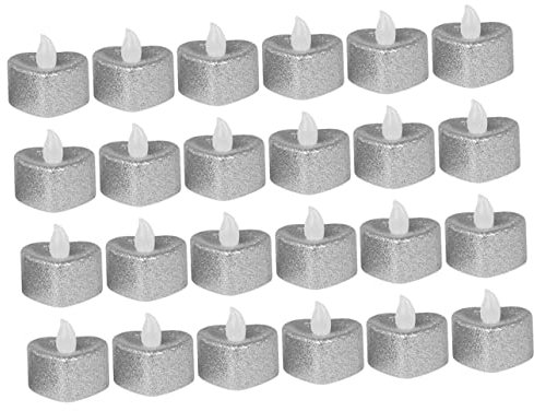 Uonlytech Candele a Led a Forma Di Cuore, Lampade a Candela Elettriche Senza Fiamma, Lumini Da Tè a Batteria, Set Da 24 Pezzi Per Decorazioni Romantiche e Ambienti Intimi