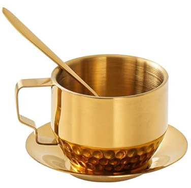 Set di tazze da caffè isolate a doppia parete per caffè, latte, tè, con cucchiaio e piattino per latte macchiato, tè espresso