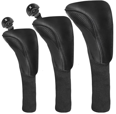 AMRTA Golf Club Head Covers for Woods Driver Fairway Hybrid 3 Pack