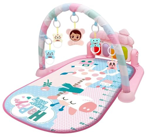 Tapete de juegos para gimnasio para bebés con música y luz, centro de actividades para bebés fácil y seguro con sonajero colgante Tapete para el tiempo boca abajo Juguetes para recién nacidos -