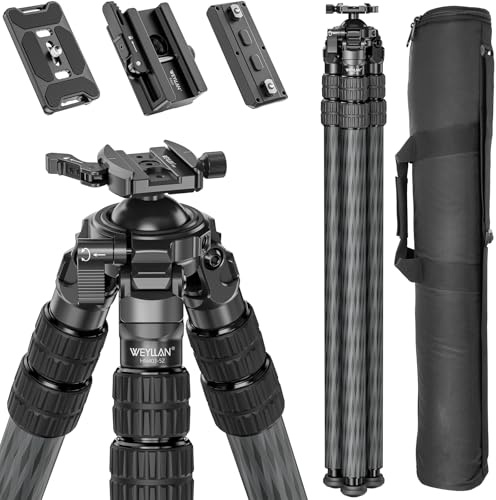 WEYLLAN HN403 Kolfiberstativ för jakt, stativ i kolfiber med 52 mm kulhuvud, 80 mm MLOK arca-skena, snabbkopplingsplatta, Arca till Picatinny adapter, maximal belastning 30 kg