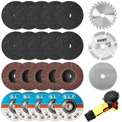Hossom 23 Pezzi Disco da taglio da 75mm, Dischi da Taglio e Dischi per Smerigliatrice con Foro da 10 mm, Accessori per Taglio, Lucidatura, Levigatura di Metallo, Legno, Plastica
