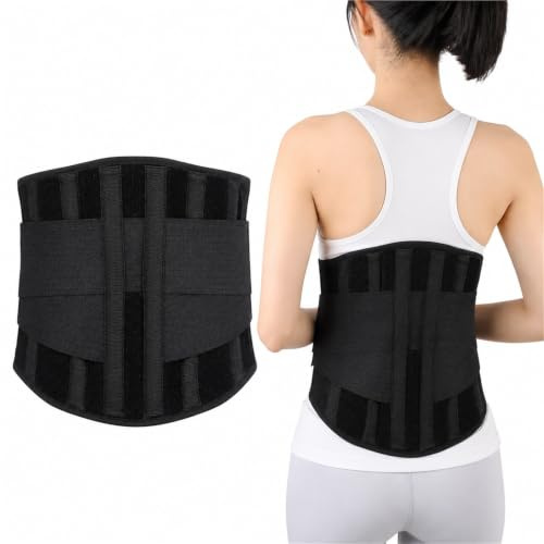 Faja Lumbar para Hombre y Mujer Soporte para Dolor de Espalda Alivio de Ciática Hernia Discal Escoliosis Cinturón de Sujeción Ajustable Transpirable y Elástico | M