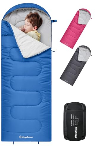 KingCamp Saco de Dormir Ultraligero de Momia Grande Individual para Niños Camping Montaña Portátil Bolsa de Compresión Verano 165 x 70cm