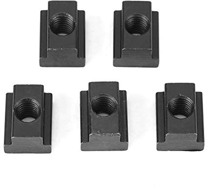 T-Nut Mutter, Fydun 5 Stück T-Nutensteine M8/10-Gewinde passen in T-Nuten in Werkzeugmaschinen Tabellen Spanneisen Spannwerkzeug (Schwarz) (M10)