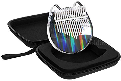 Rainbow Clear Kalimba Thumb Piano Cat Shaped 17 Key Solid Finger Piano Transparent Body Cute Crystal Acrylic Kalimba With Hard Case Gifts with Tuning Hammer