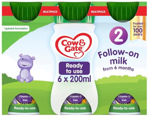 Cow & Gate 2 Follow On Baby Milk Ready to Use Liquid Formula, 6-12 Months, 6x200 ml