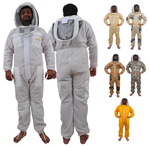 URBANSBEE Traje de Apicultura de ventilado - Chaqueta de Apicultor con Elegante Sombrero y Velo para la protección del apicultor (XXL, blanco con sombrero elegante)
