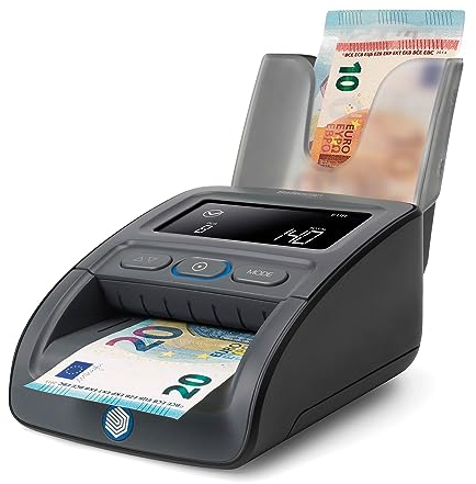 Safescan 155-S & RS-100 automatischer Geldscheinprüfer zur schnellen Überprüfung von Geldscheinen - Falschgeldprüfgerät mit 7-facher Echtheitsprüfung - 100% genaues Prüfgerät inkl. Banknotenstapler