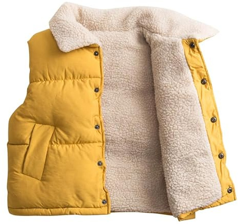 Runstarshow Girls Boys Fleece Vest Padded Gilet Lined Toddler Sleeveless Coat Jacket Body Warmer Waistcoat With Pockets Winter Warm Clothes Unisex Kids 1-12 Years