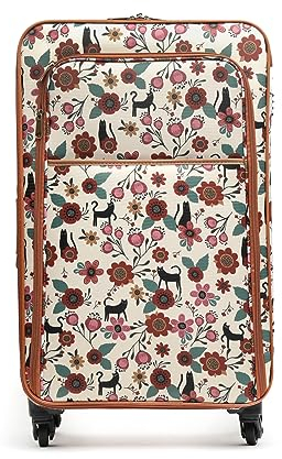 MISAKO Reisekoffer aus Stoff Große Koffer catflor Beige Unisex - Halbstarrer, weicher, eleganter Koffer - 78 X 45 X 25 cm