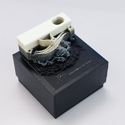 Abreißkalender 2024, Notizblock, 3D-Notizblock The Great Wall, 2024 3D-Kalender Zeitstücknotizen, kreativer abreißbarer DIY-Notizblock aus Papierschnitzkunst for den Schreibtisch zu Hause, Büro, 8 x 8