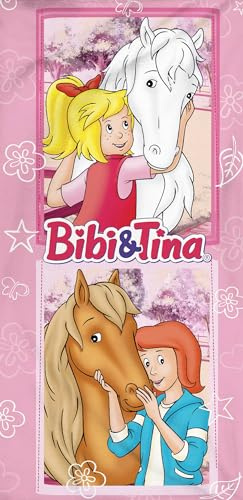 Bibi and Tina Bath Towel Picture 75 x 150 cm Pink 100% Cotton Velour Quality Bibi Blocksberg Tina Horses Girls Sabrina Amadeus Girl Beach Towel Beach Towel Matching Bed Linen