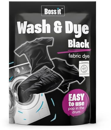 Boss it Wash & Dye Black, Intense Black Dye for Clothes - Just Pop in The Drum, Easy to Use Fabric Colour for Washing Machine