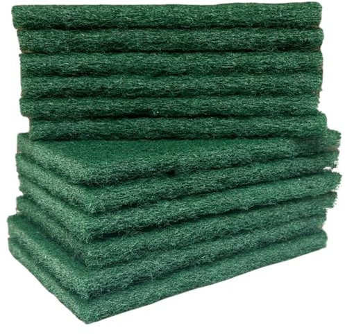 12 Pack Heavy Duty Green Scouring Pads | Non Scratch Scourers for Dishes, Pan Scrubbing, Dishwashing | Kitchen Scourers for Wash Up