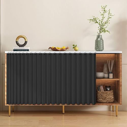 Cortina plegable de privacidad para armarios, persiana adhesiva para colgar estantes, escritorios, debajo del mostrador (negro, 100 x 60 cm), elegante solución organizadora para ahorrar espacio