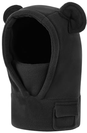 Generisch Gorro de invierno para niños y niños, gorro de forro polar, bufanda y máscara facial para bebé, gorro de pompón, gorro para niños, guantes para niños, gorros cálidos, Negro , 1-4 años