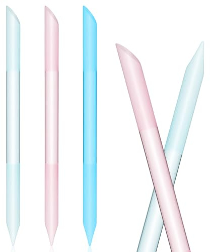 3 Pack Glass Cuticle Pusher, Cuticle Pusher Nail Tools Double Sided Angled Design for Manicure & Pedicure, Easy Grip Handle