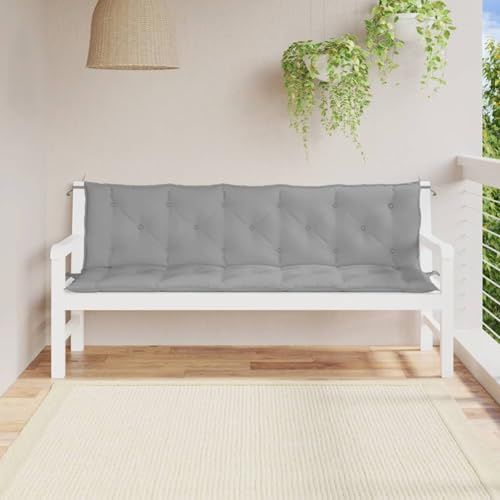 Gecheer Gartenbank-Auflagen 2 STK. Grau 180x50x7 cm Oxford-Gewebe, Sitzkissen Bankauflage Polsterauflage für Gartenbank Hollywoodschaukel Palettenmöbel361717