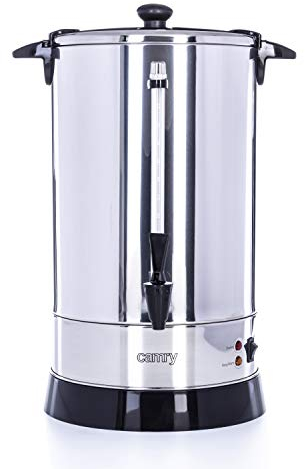CAMRY CR 1259 Dispensador de Bebidas Calientes con Grifo, 20 Litros, Agua, Café, Té, Vino, Cocedero Conservas, Acero Inoxidable, Tapa Extraíble, 1650W