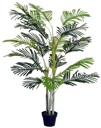 Outsunny Planta Artificial Palmera 150 cm Árbol Artificial con Maceta y Musgo para Decoración Interior Salón Oficina Balcón Ø18x150 cm Verde