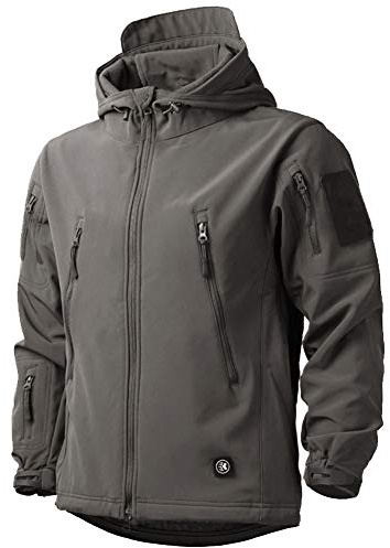 MakingDa Vattentäta jackor för män, vardaglig kappa med huva, Softshell, fleecefodrade löparjackor, taktiskt militärt arbete, fiske, jakt, klättring, Grå, S