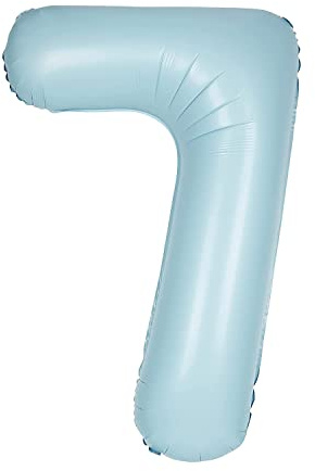 Unique Party 13897 - Riesenzahl 7 Luftballon - 86 cm - Matt Hellblau