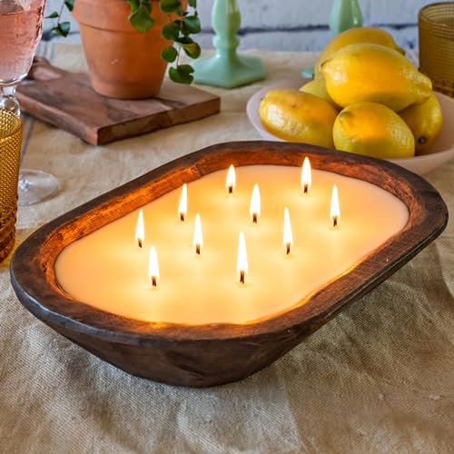 Velas de madera para cuenco de masa de 10 x 14 pulgadas, vela de soja de madera, decoración de mesa
