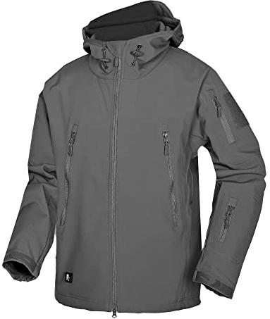 Wuzfully Homme Softshell Veste Militaire Tactique Imperméable Hiver Polaire Capuche Manteau avec Poches Multifonctions
