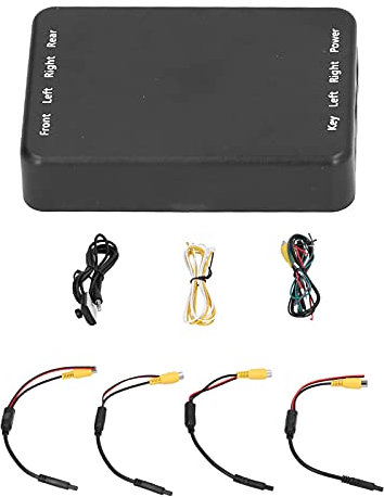 Car Video Switch, 4 Way 360 Degree Panoramic Rearview Camera Control Switch Reversing Image Converter Rear View System for Car