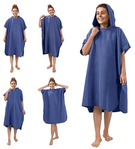 JEMIDI Poncho surf con capucha - Ponchos de microfibra unisex para mujer y hombre adulto - Para surf cambiador playa natación - Con bolsa de transporte - Talla L/XL