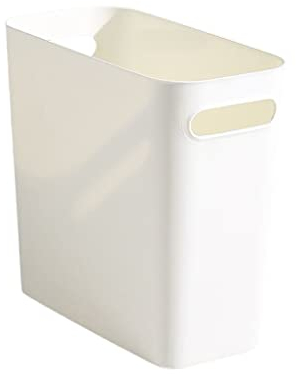 rongweiwang Schlanker Mülleimer ohne Deckel, Papierkorb, Griffe, Müllbehälter, einfarbig, Badezimmer Toilettenartikel mit hohem Fassungsvermögen, Weiss