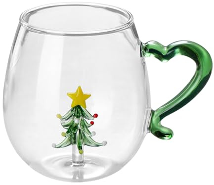 Firulab Tazze di Vetro Natalizie | Bicchieri da Whisky in Vetro Creativo Bicchieri da Festa di Natale,Tazza in Vetro per Albero di Natale, Riutilizzabile, per Le Vacanze, Classica Tazza Senza Stelo