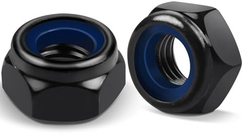 10 Pièces Ecrou M10 Inox | Jeboler Noir Écrou Nylstop Inox 10mm Ecrou Frein Acier Inox A2 V2A, DIN 985 Ecrous Hexagonal de Blocage en Nylon Filetage Métrique Standard Écrous Frein M10