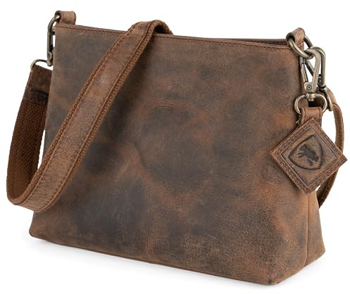 Berliner Bags Vintage Schultertasche Marbella S, Kleine Umhängetasche aus Leder, Handtasche für Frauen - Braun