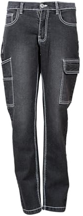 Generico Jeans da Lavoro Elasticizzato Multitasche Pantaloni Donna Modello Denver (IT, Testo, S, Regular, Regular, Nero)