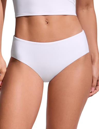 CRZ YOGA Taille Moyenne Bas de Bikini | Coupe Jambe Moyenne, Couverture Modérée, Doublure Intégrale, Natation, Slip de Bain pour Femme