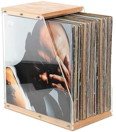 Vinyl Record Storage,Vinyl Organizer for Albums Audio,Wooden Base holder Stand Display,Record Stand for Modern Home Office Desktop Easy to Assemble Black
