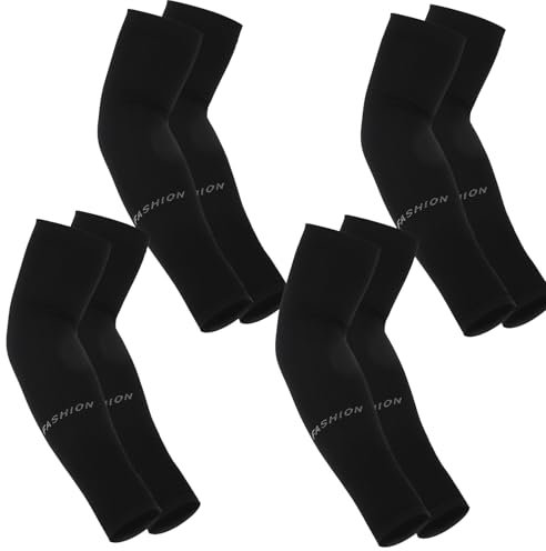 Qianyu 4 Paare Kühlung UV-Schutz Ärmlinge UPF 50+ Arm Sleeves Arm Cover Sonnenschutz Kompressions Armstulpen Arm Ärmel Running Armlinge für Frauen Männer Radsport Golf Radfahren Basketball Fußball