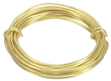 QUARKZMAN 7,6 Meter Lång H65 Mässing Basteltråd 2mm Diameter, 12 Gauge Metall Smycketråd Guld Mässingtråd för Halsband Armband Ring Smyckestillverkning Bastlerier Dekoration