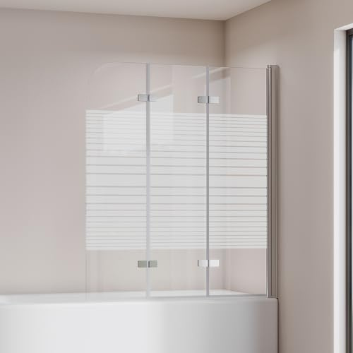 Cozynest Duschwand für Badewanne 130x140cm 3-teilig Badewannenaufsatz