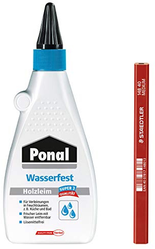 Ponal 9HPN10SP1X Wood Glue for Waterproof Assembly, Joint and Surface Glues, Economy Set with 550 g Wood Glue and a High-Quality Zimmermans Pencil