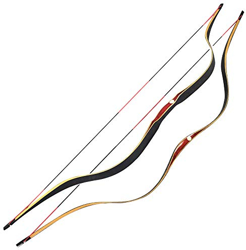 AMEYXGS Tiro con L'Arco 55 '' Tradizionale Longbow Arco Lungo da Caccia all'aperto Un Pezzo Arco ricurvo Mano Destra/Sinistra 30-50lbs (35lbs)