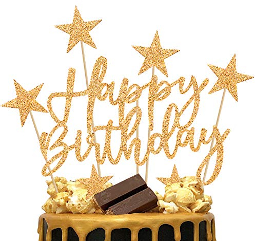 iZoeL Oro Torta Topper 2 Set, Buon Compleanno Stella Decorazione Ragazzo