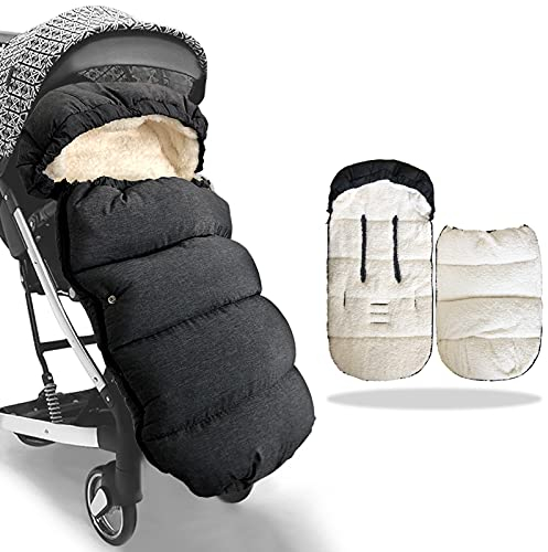Universal Fusssack Winter Baby Kinderwagen, Baby Fußsack Kinderwagen Winter, Fußsack Buggy, Kinder Winterfußsack, Babyfußsack für Kinderwagen Sportsitz Babyschale, Verdicktes Design, Dunkelgrau
