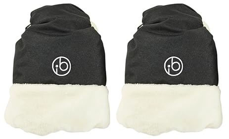 Ickle Bubba Universal Pram Mitts – Windproof & Shower Resistant Pushchair Hand Gloves with Faux Fur Lining, Warm Winter Stroller Hand Muff (Black)