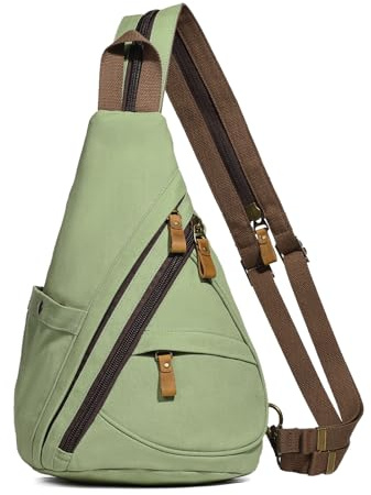 KL928 Canvas Sling Bag Rucksack Damen und Herren – Schulterrucksack Umhängetasche Crossbag Verstellbarem Schultergurt Perfekt für Outdoorsport, Wandern, Radfahren, Bergsteigen, Reisen