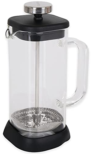 Quttin - Jarra Cafetera con Filtro. Cafetera Cuadrada para Cafés, Infusiones y Tes. Cafetera de Cristal con Infusor. Resistente al Calor. Filtro Acero Inoxidable. 350 ml Modelo Boross. Color Negro